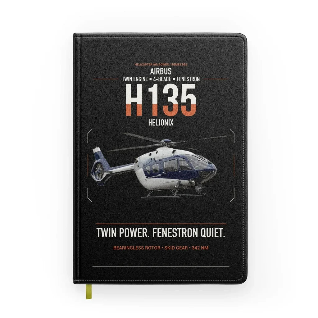 Airbus H135 design on black notebook