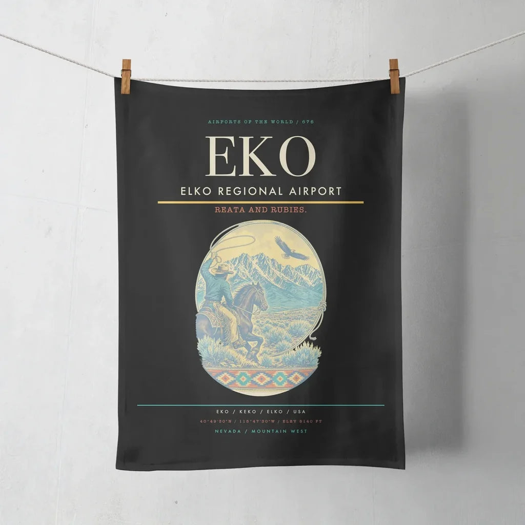 Elko Regional Airport (EKO) design on black towel