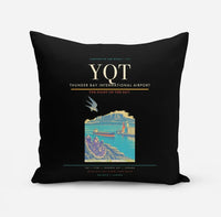 Thumbnail for Thunder Bay International Airport (YQT) design on black pillow