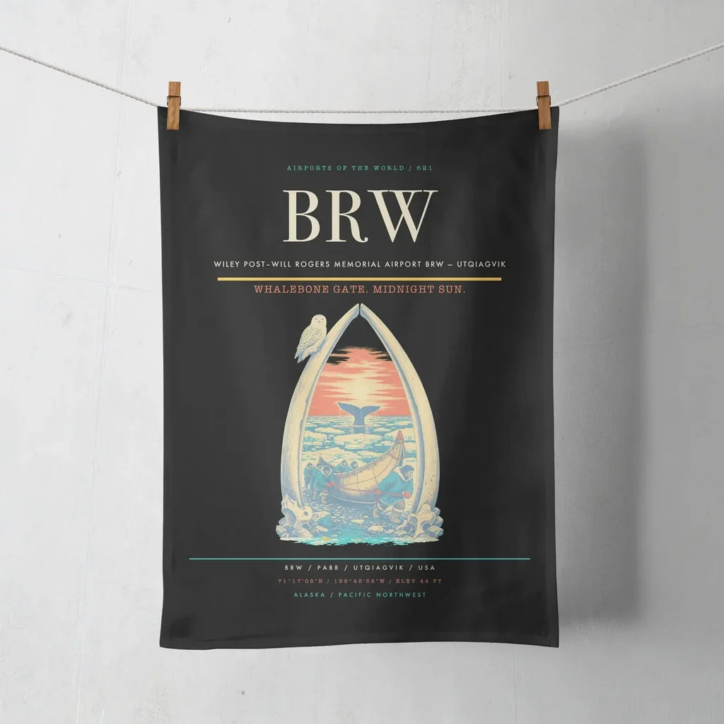 Wiley Post–Will Rogers Memorial Airport (BRW) design on black towel
