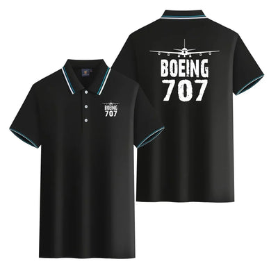 Boeing 707 & Plane Stylish Polo T-Shirts (Double-Side) aviation design printed on soft cotton stylish double-side polo.