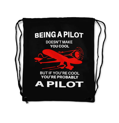 If You're Cool You're Probably a aviation drawstring bag in lightweight polyester.