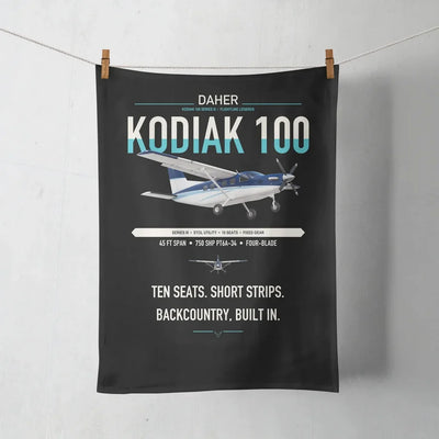 Daher Kodiak 100 Series III design on black towel
