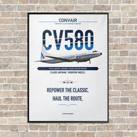 Thumbnail for Convair 580 vertical canvas print - framed - white background