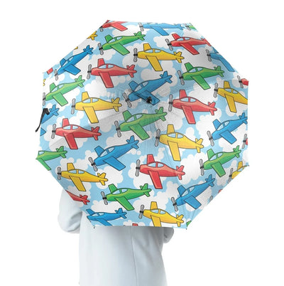 Funny Airplanes aviation design on windproof polyester umbrella.