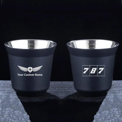 Flat Colourful 787 aviation design on double-wall coffee mug, vacuum-insulated double-wall.