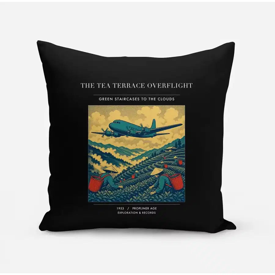 VINTAGE G4342 - The Tea Terrace Overflight - Designed Pillows design on black