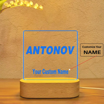 Antonov & Text aviation art night lamp in premium acrylic with LED.