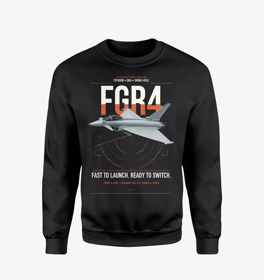 Eurofighter Typhoon FGR4 design on black sweatshirt