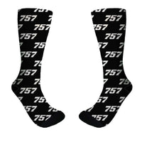Thumbnail for Boeing 757 Flat Text aviation design on soft cotton blend socks.