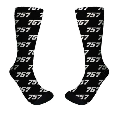 Boeing 757 Flat Text aviation design on soft cotton blend socks.