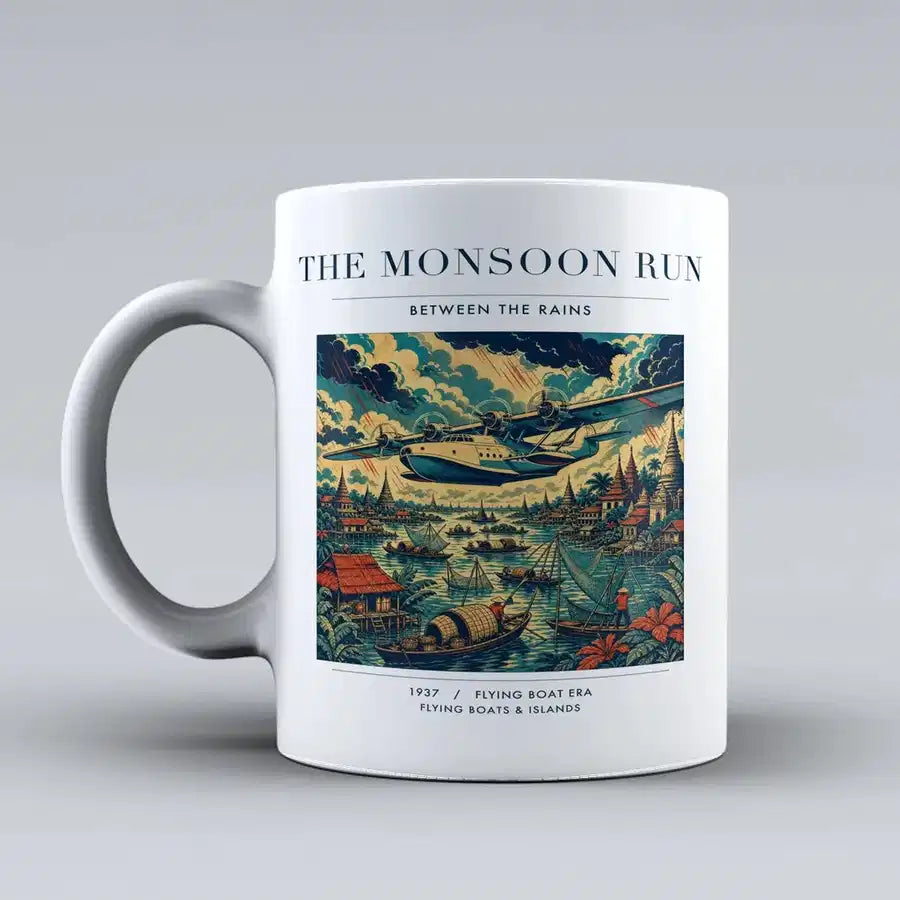 VINTAGE G4061 - The Monsoon Run - Ceramic Mug design on white