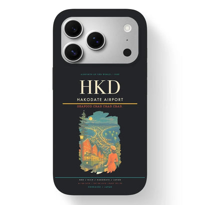 Hakodate Airport (HKD) design on black iPhone 17 Pro MagSafe case