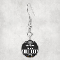 Thumbnail for Side view of Runway 30 aviation earrings in hypoallergenic alloy, polished finish.