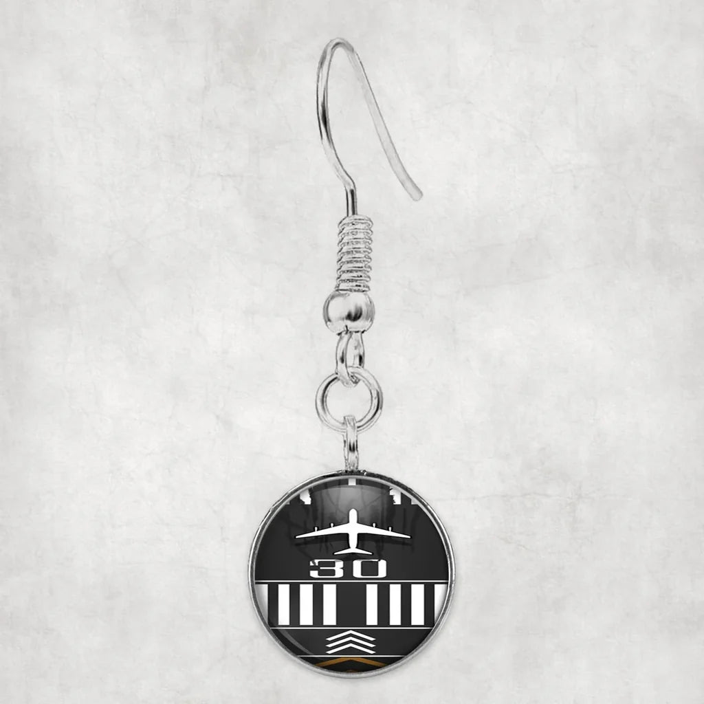 Side view of Runway 30 aviation earrings in hypoallergenic alloy, polished finish.
