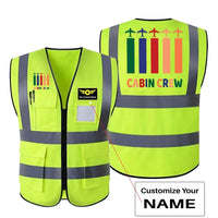 Thumbnail for Colourful Cabin Crew aviation design printed on high-visibility reflective fabric reflective vest.