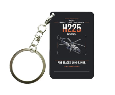 Airbus H225 design on black designed key chain, double-side print