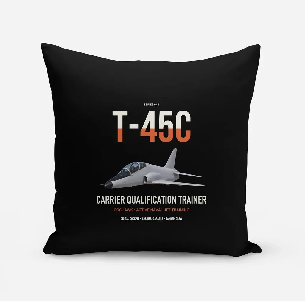 T-45C Goshawk design on black pillow