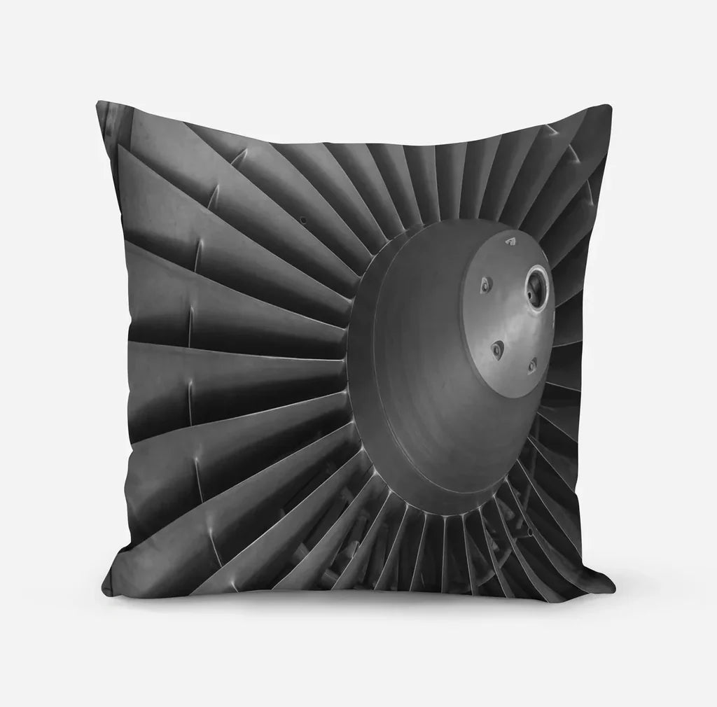 Super View of Jet Engine aviation design on soft polyester filling pillow.