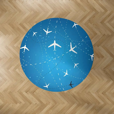 Travelling with Aircraft Carpet & Floor Mats (Round) aviation print round carpet floor mat, durable carpet pile with non-slip.