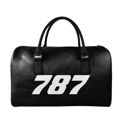 Boeing 787 Flat Text aviation leather travel bag in full-grain leather.