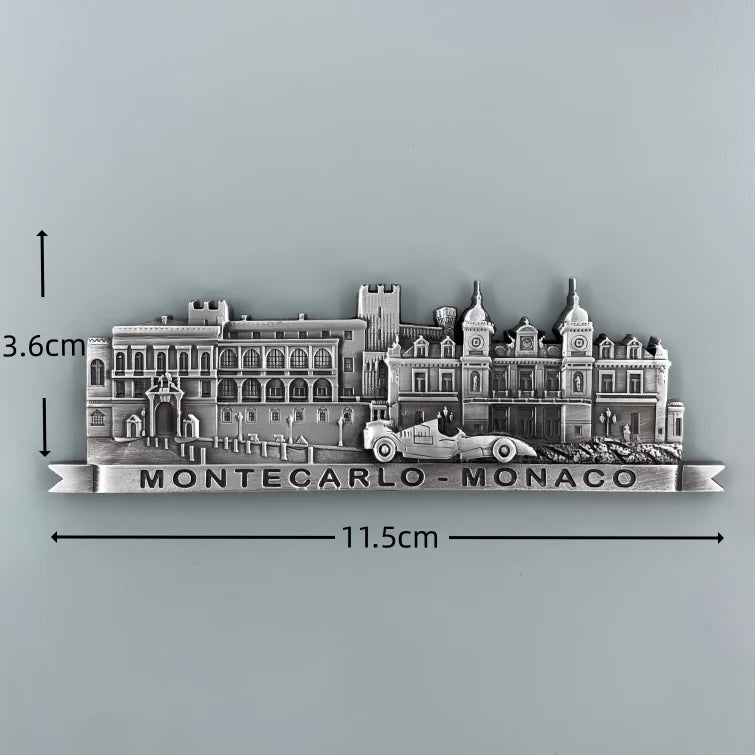 Monaco Palace 3D Metal Fridge aviation design 3D metal magnet sticker in 3D metal with magnetic back.
