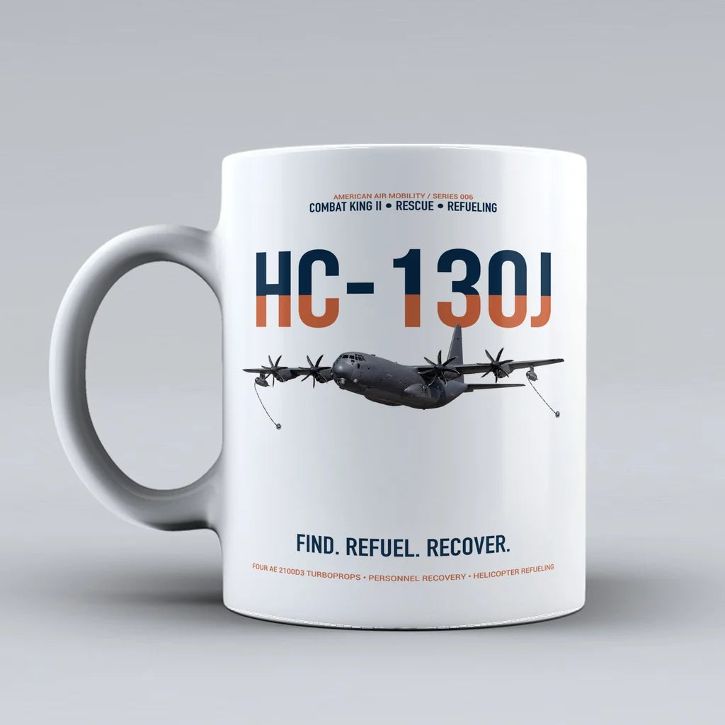 HC-130J COMBAT KING II design on white ceramic mug, double-side print