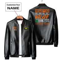 Thumbnail for Airline Pilot Label PU aviation design printed on genuine leather with quilted lining leather jacket.
