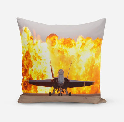 Face to Face with Air Force Jet & Flames aviation design on soft polyester filling pillow.