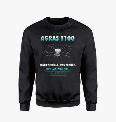 DJI Agras T100 design on black sweatshirt