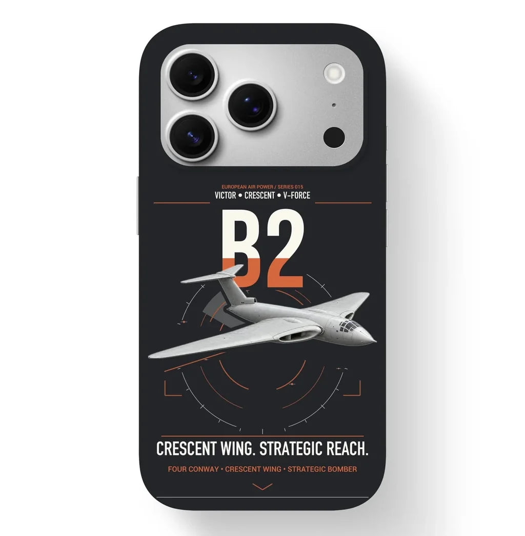 Handley Page Victor B2 design on black magsafe iphone case, for iPhone 17 Pro