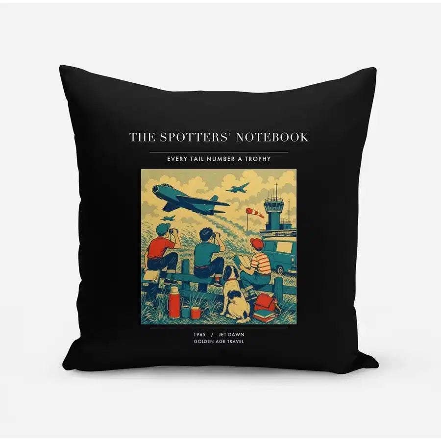 VINTAGE G4384 - The Spotters' Notebook - Designed Pillows design on black