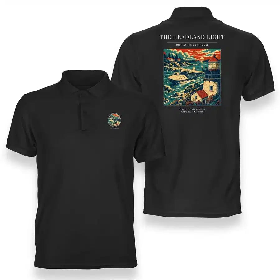 VINTAGE G4078 - The Headland Light - Double-Side Polo T-Shirt design on black