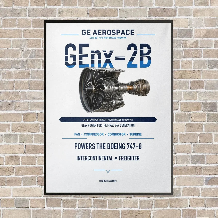 GEnx-2B vertical canvas print - framed - white background