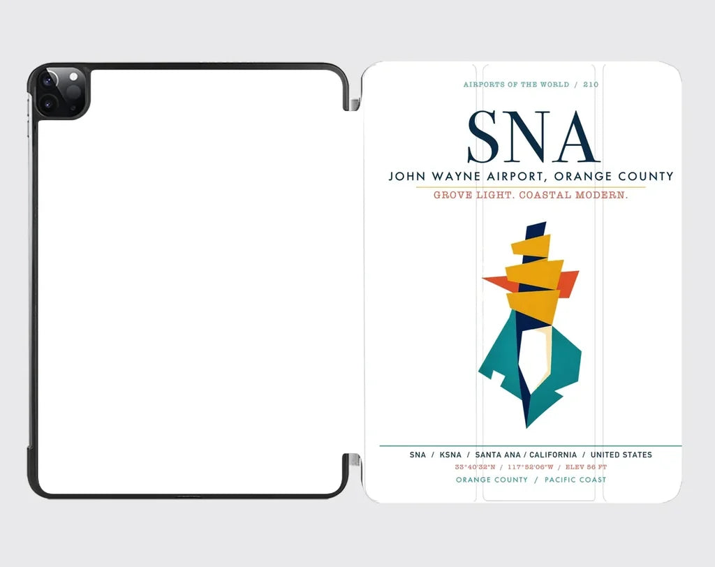John Wayne Airport, Orange County (SNA) design on white ipad tablet case