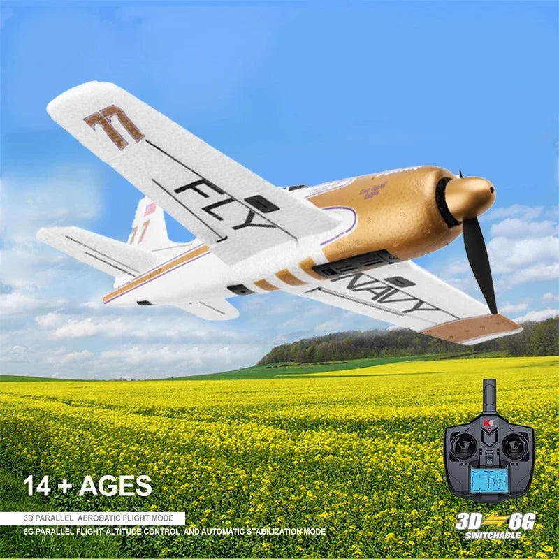Side view of A260 2.4G 4CH RC Fighter/Glider (6G/3D Stunt, 6-Axis) aviation RC model in durable ABS plastic with electronics.