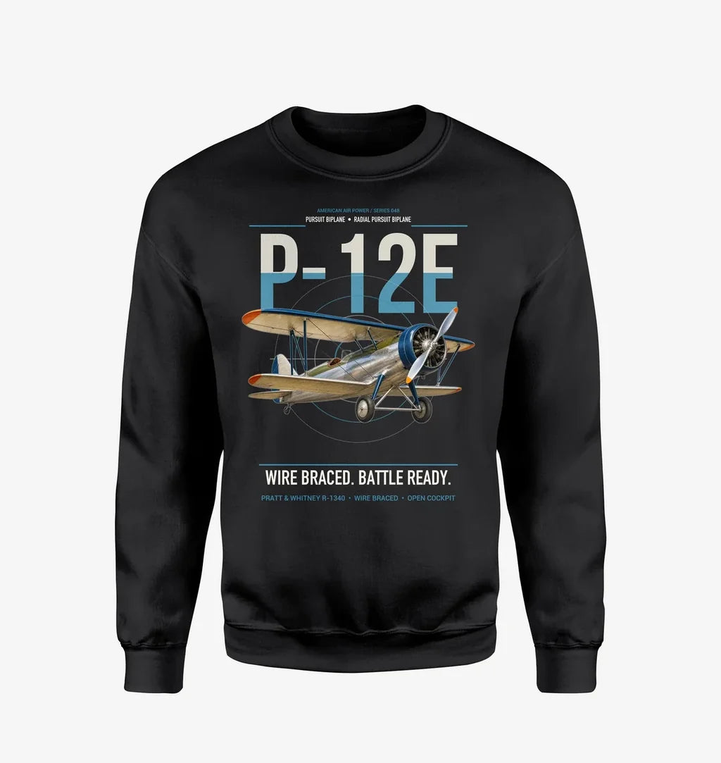 Boeing P-12E design on black sweatshirt