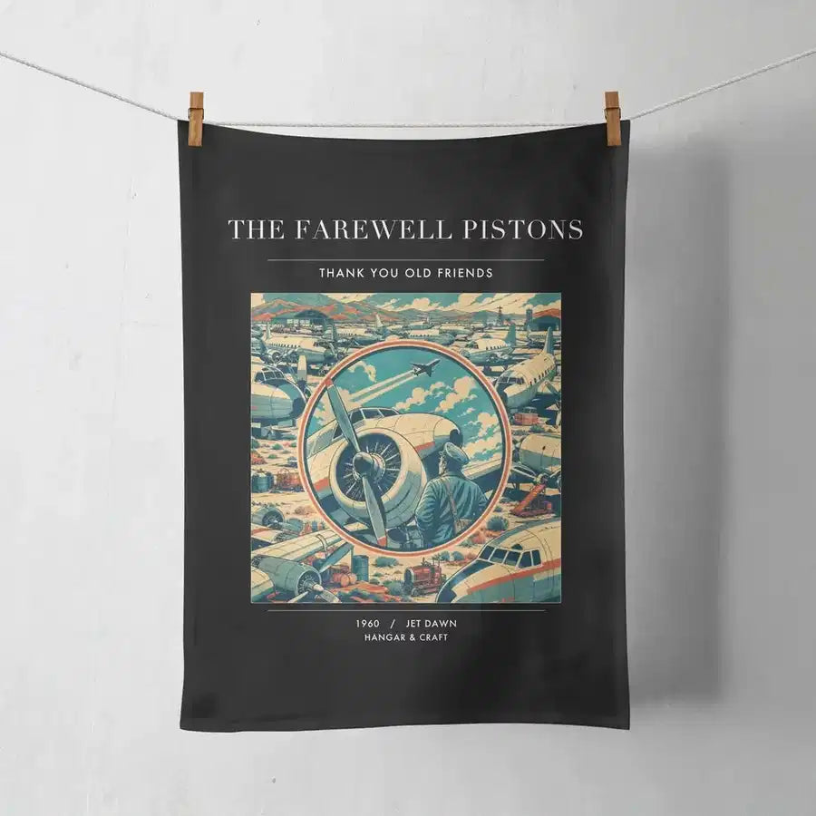 VINTAGE G4131 - The Farewell Pistons - Designed Towels design on black