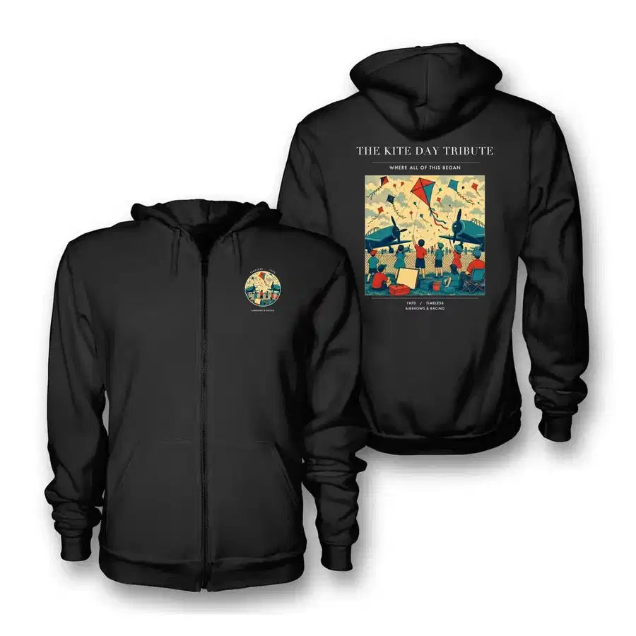 VINTAGE G4434 - The Kite Day Tribute - Premium Zipped Hoodie design on black