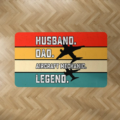 Husband & Dad & Aircraft Mechanic & Legend aviation design on durable carpet pile with non-slip backing rectangle carpet floo.