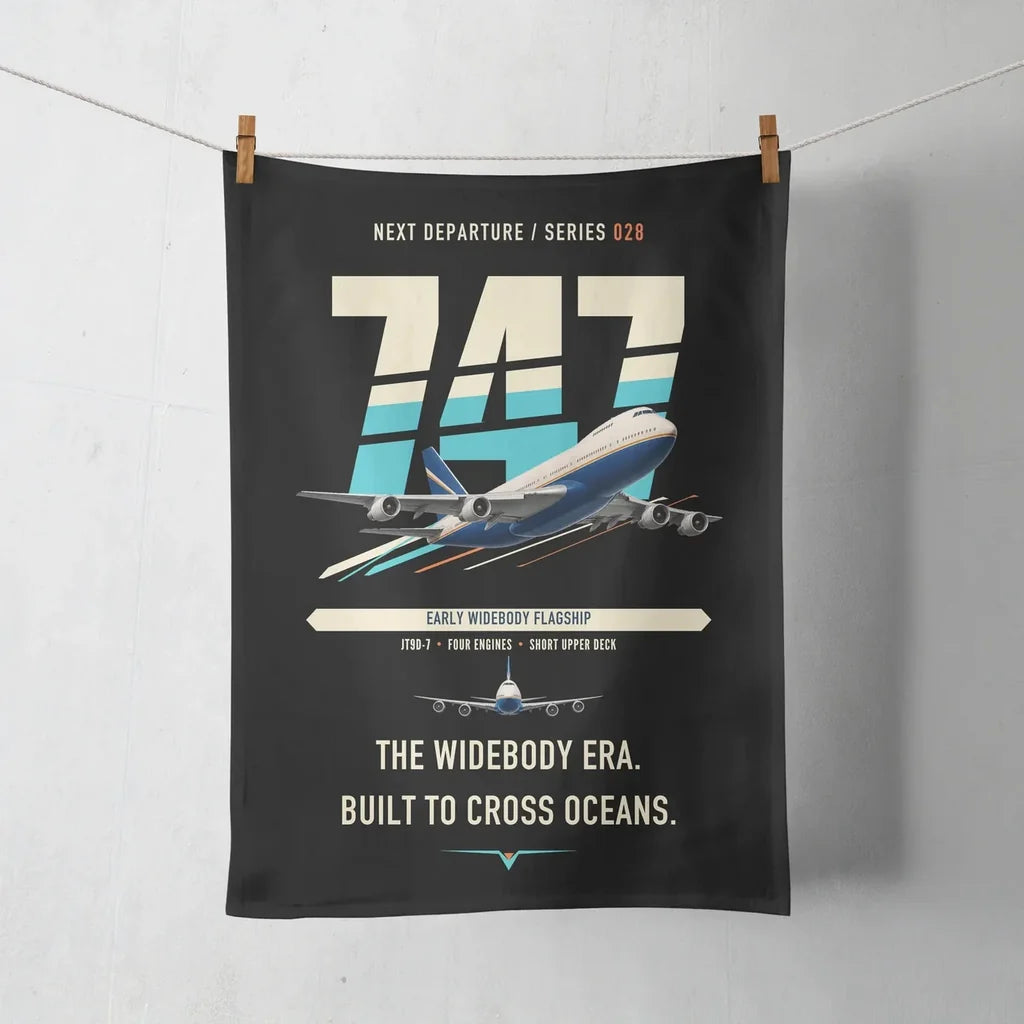 Boeing 747-200B design on black towel