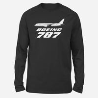 Thumbnail for The Boeing 787 Long-Sleeve aviation design printed on soft cotton long-sleeve T-shirt.