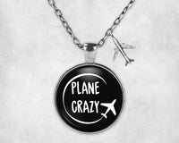 Thumbnail for Plane Crazy aviation necklace, stainless steel body with engraved detail.