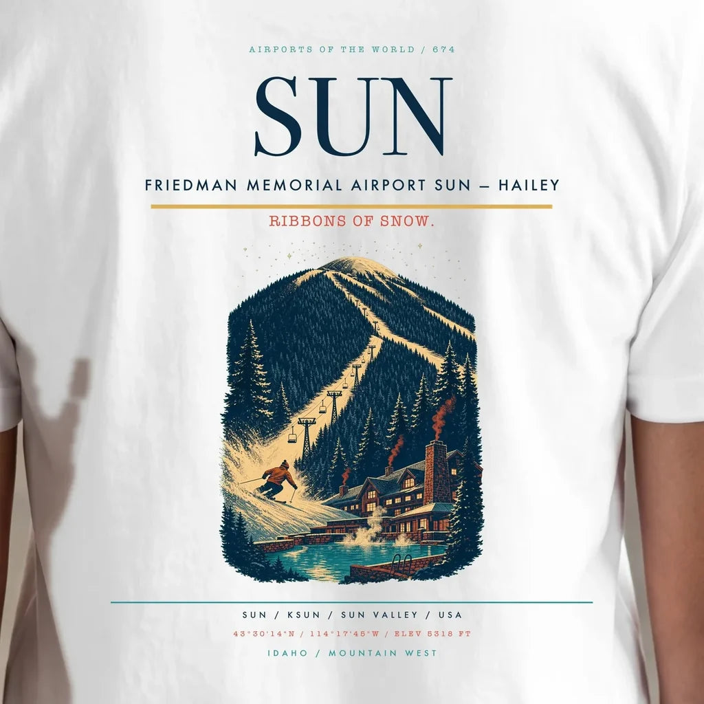 Friedman Memorial Airport (SUN) double-side t-shirt design close-up cover