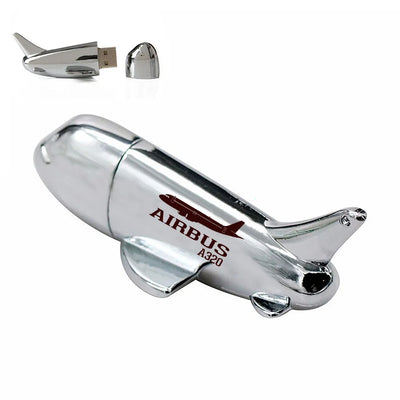 Airbus A320 aviation design on durable metal casing airplane-shape USB drive.