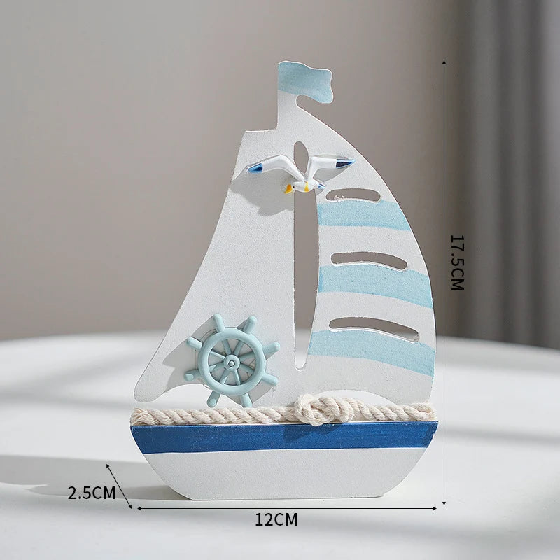 Side view of Seagull Rudder Nautical Wooden Sailboat Model Ornament aviation model ship in diecast metal or wood with detaile.