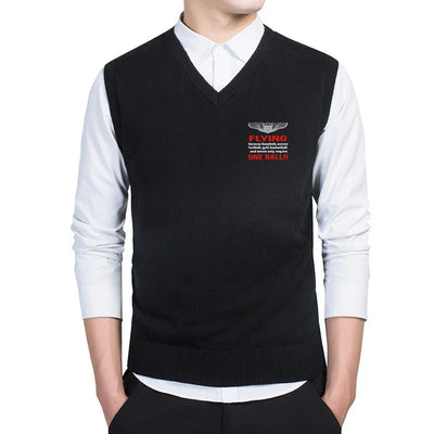 Flying One Ball Sweater aviation design printed on soft knit with sleeveless v-neck sweater vest.