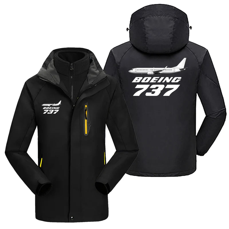 The Boeing 737 aviation design printed on heavyweight insulated shell with snow cuffs thick ski jacket.
