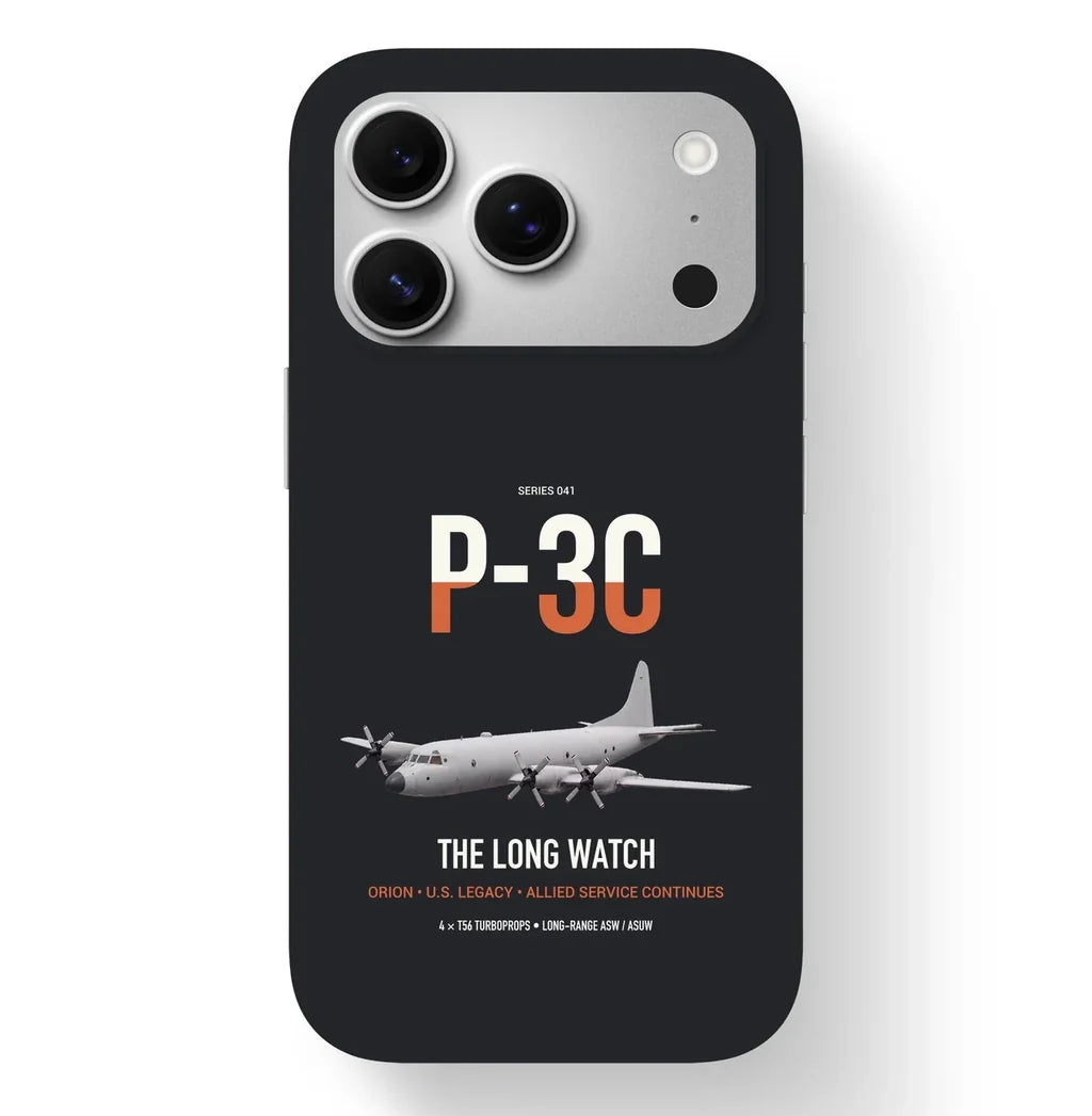 P-3C Orion design on black magsafe iphone case, for iPhone 17 Pro