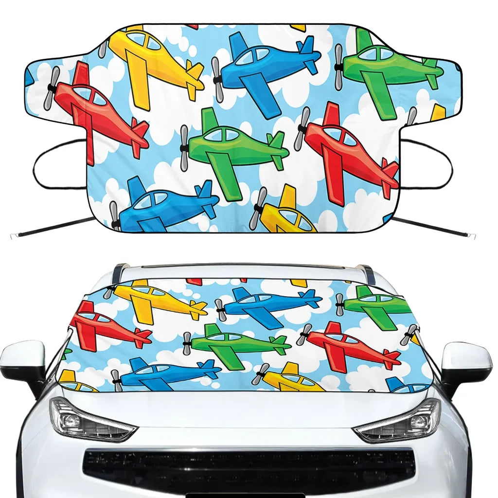 Funny Airplanes Car aviation design on car windshield cover.
